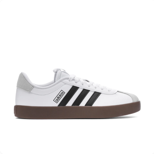 adidas White & Black Low-Top Sneakers with Brown Gum-Style Sole