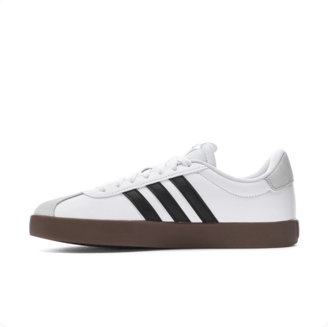 adidas White & Black Low-Top Sneakers with Brown Gum-Style Sole