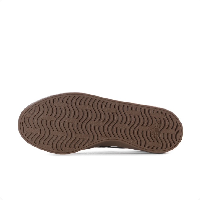 adidas White & Black Low-Top Sneakers with Brown Gum-Style Sole
