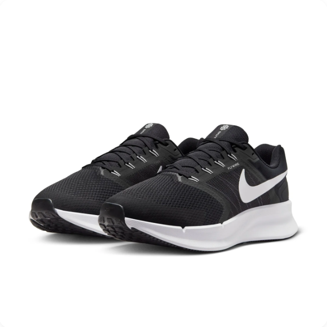 Nike Black & White Low-Top Sneakers with Mesh-Pattern Upper