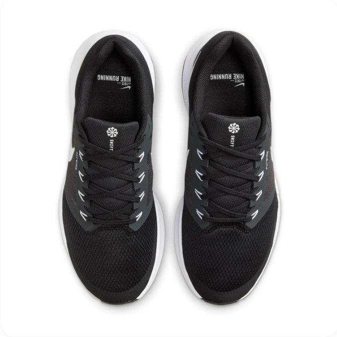 Nike Black & White Low-Top Sneakers with Mesh-Pattern Upper