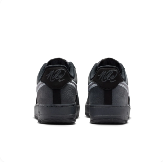 Nike Air Force 1 Black & Charcoal Low-Top Sneakers with Grey Swoosh