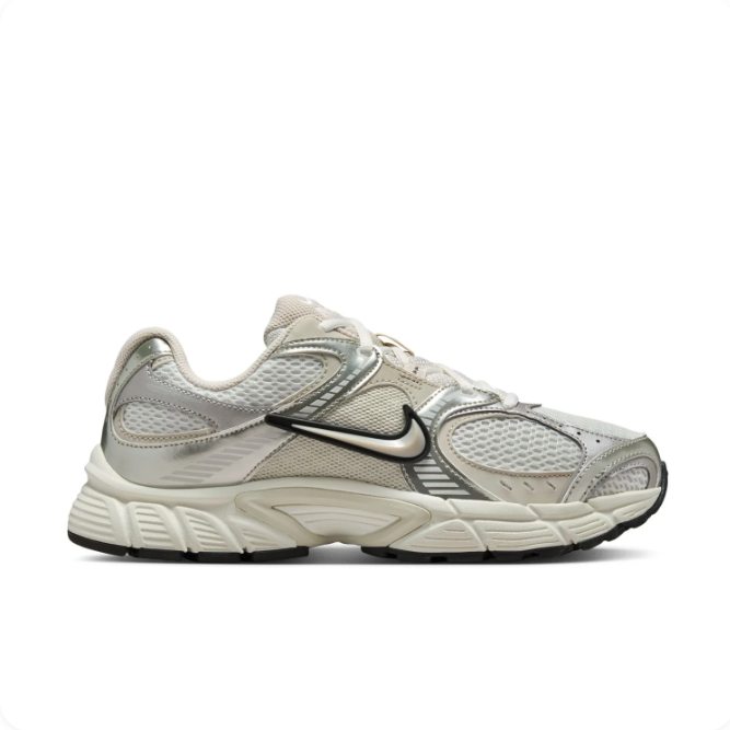 Nike Metallic Silver & Cream Mesh Retro Sneakers