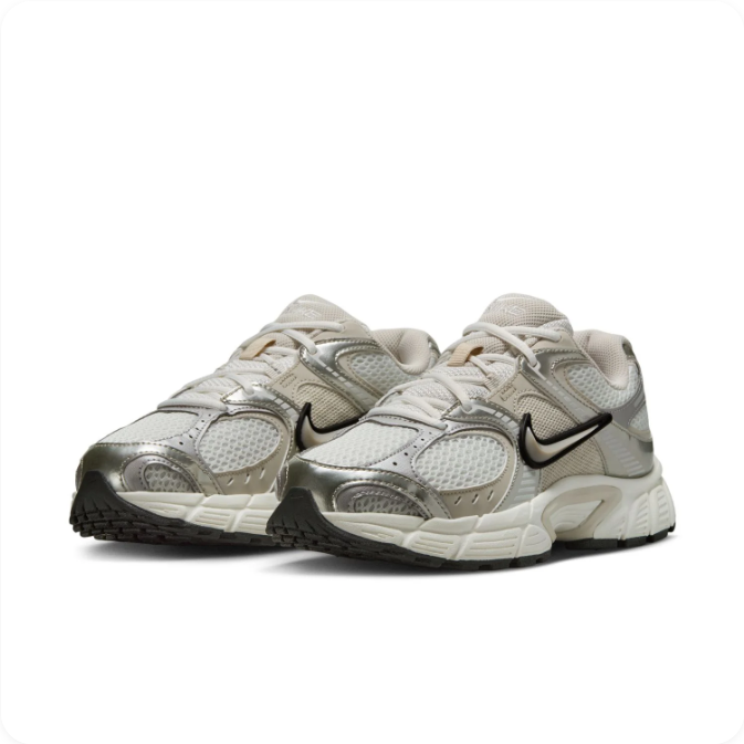 Nike Metallic Silver & Cream Mesh Retro Sneakers