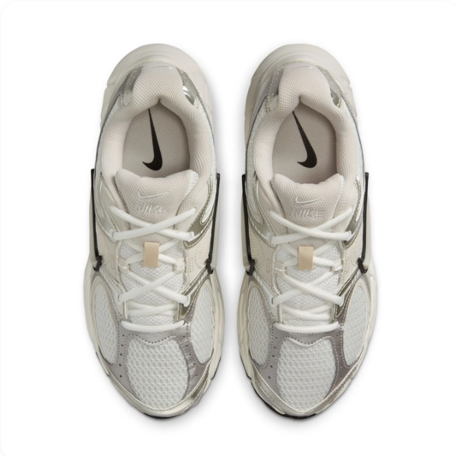 Nike Metallic Silver & Cream Mesh Retro Sneakers