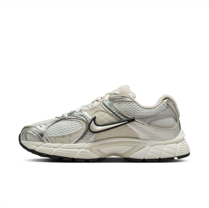 Nike Metallic Silver & Cream Mesh Retro Sneakers