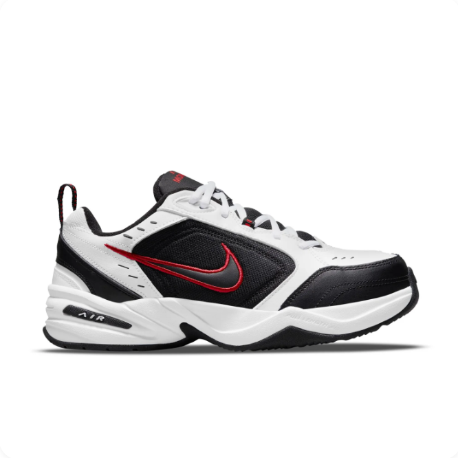 Nike Air Monarch Black & White Sneakers with Red Accents