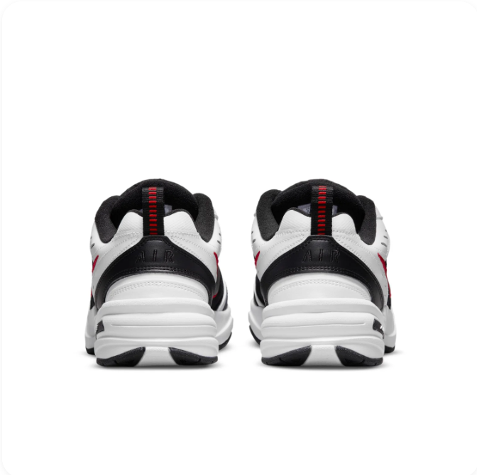 Nike Air Monarch Black & White Sneakers with Red Accents