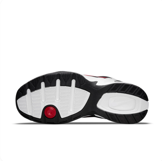 Nike Air Monarch Black & White Sneakers with Red Accents