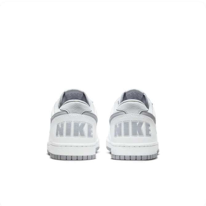 Nike White & Grey Low-Top Sneakers with Oversized Heel Branding
