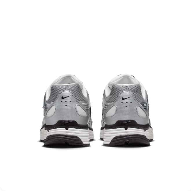 Nike Metallic Silver & Grey Low-Top Sneakers with Black-Outlined Swoosh