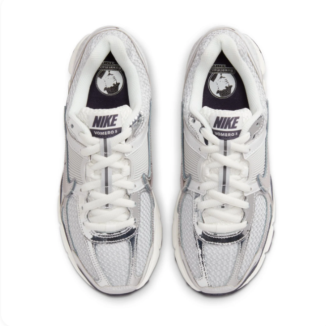 Nike Vomero 5 White & Metallic Silver Low-Top Sneakers