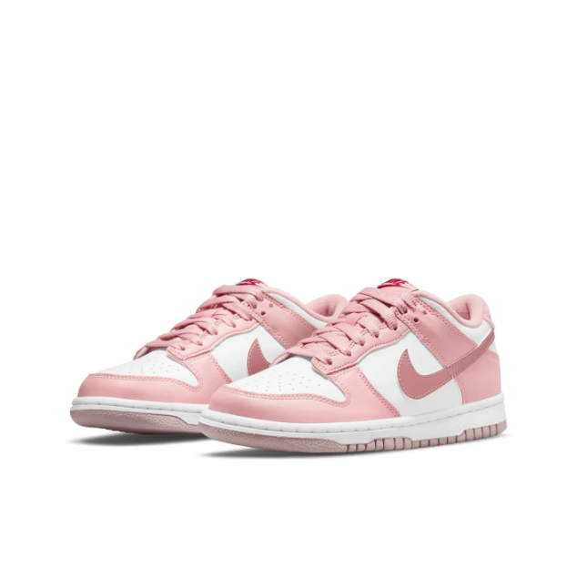 Nike Dunk Low Pink & White Sneakers with Rose Swoosh
