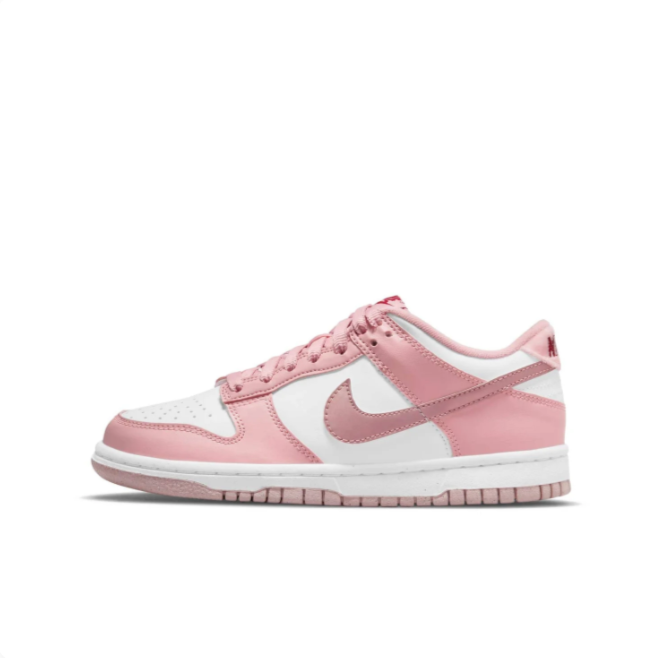 Nike Dunk Low Pink & White Sneakers with Rose Swoosh