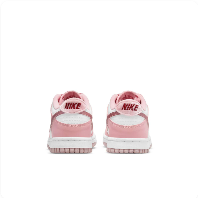 Nike Dunk Low Pink & White Sneakers with Rose Swoosh