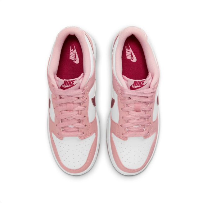 Nike Dunk Low Pink & White Sneakers with Rose Swoosh