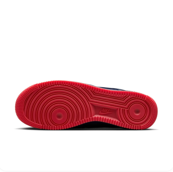 Nike Air Force 1 Navy Sneakers with Yellow Lining & Red Outsole