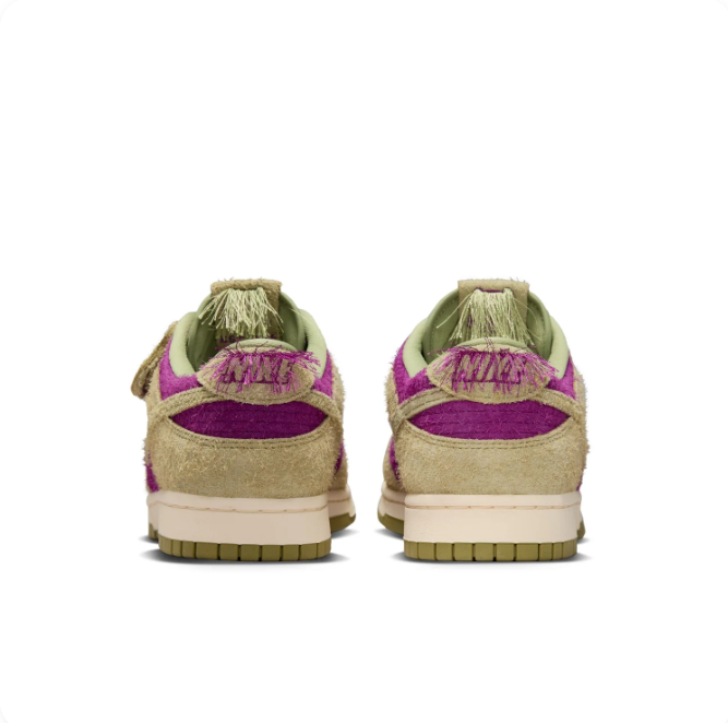 Nike Dunk Low Magenta & Olive Sneakers with Fringe Details