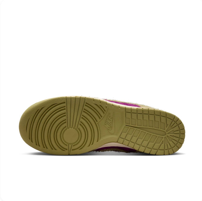 Nike Dunk Low Magenta & Olive Sneakers with Fringe Details
