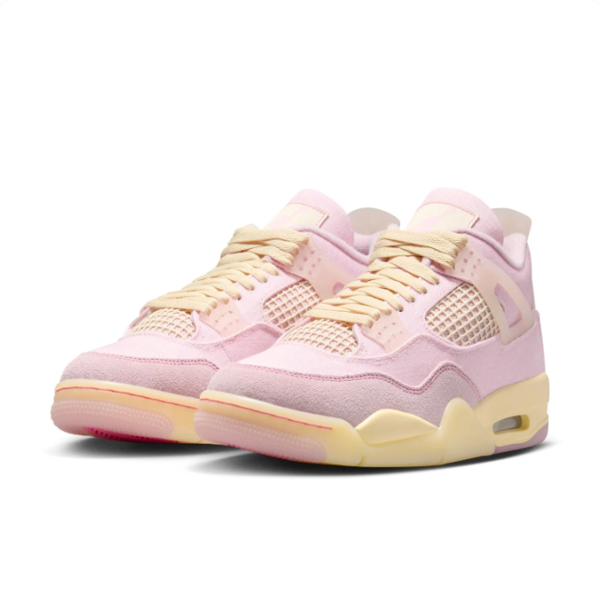 Air Jordan 4 Pastel Pink & Cream Sneakers with Visible Air Heel