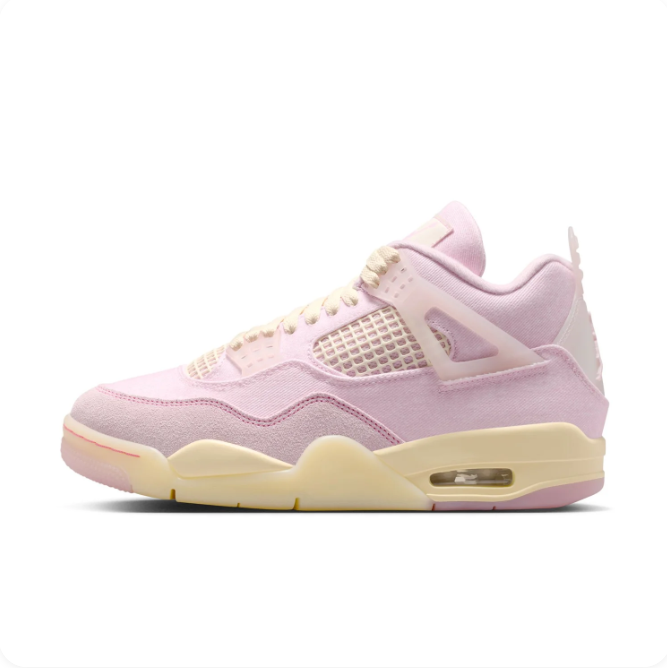 Air Jordan 4 Pastel Pink & Cream Sneakers with Visible Air Heel