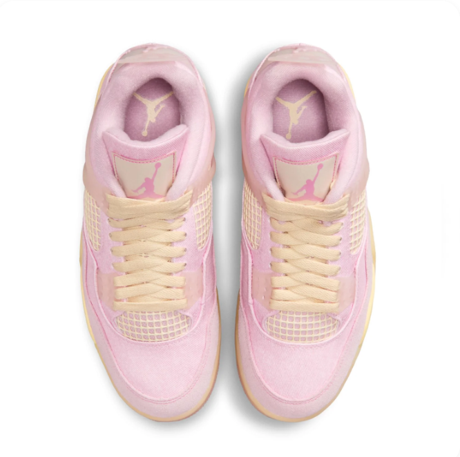 Air Jordan 4 Pastel Pink & Cream Sneakers with Visible Air Heel