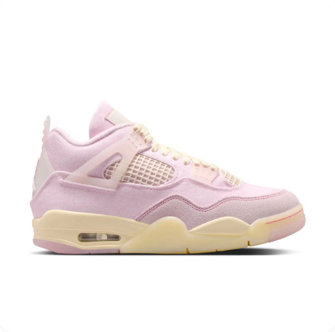 Air Jordan 4 Pastel Pink & Cream Sneakers with Visible Air Heel