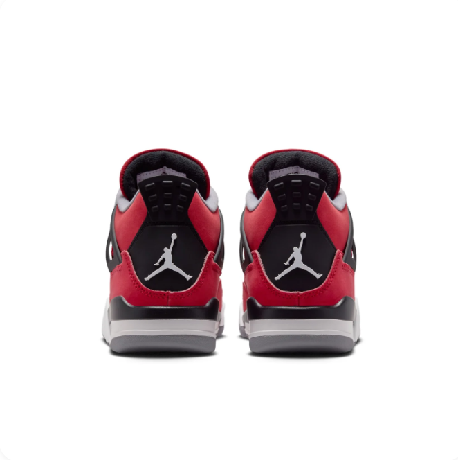 Air Jordan 4 Red, Black & Grey Sneakers with Visible Air Heel