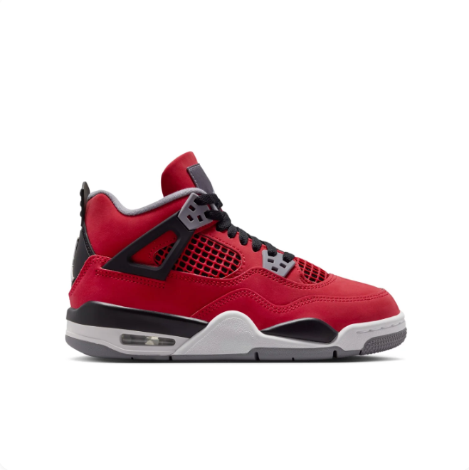 Air Jordan 4 Red, Black & Grey Sneakers with Visible Air Heel