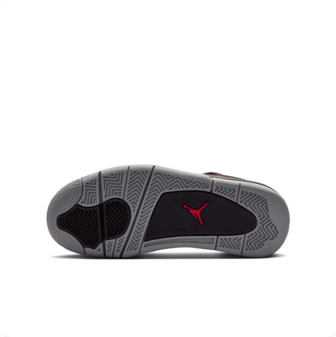 Air Jordan 4 Red, Black & Grey Sneakers with Visible Air Heel