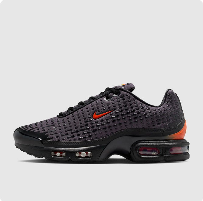 Nike Charcoal Textured Sneakers with Orange Accents & Visible Air