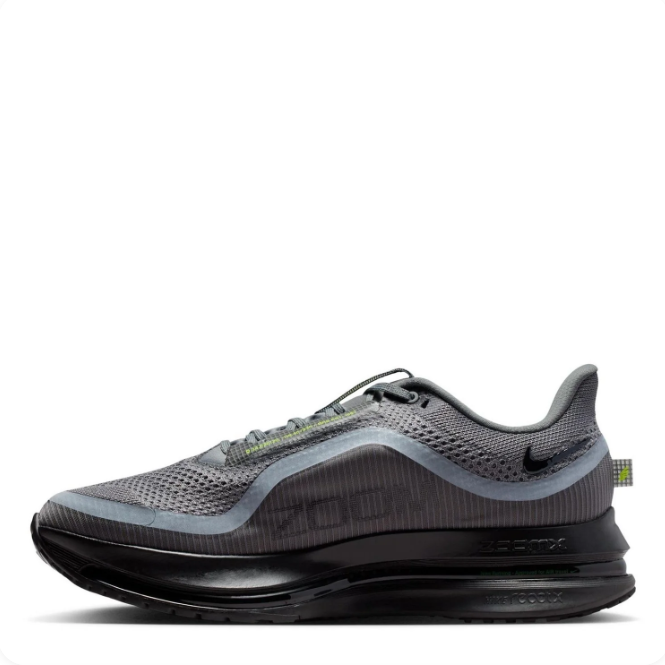 Nike Grey & Black Low-Top Sneakers with Lime Accents and Sculpted Sole