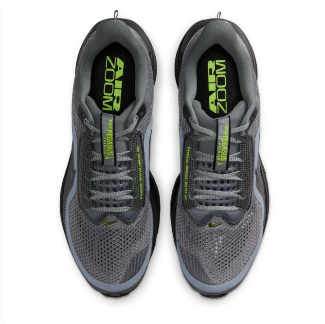 Nike Grey & Black Low-Top Sneakers with Lime Accents and Sculpted Sole