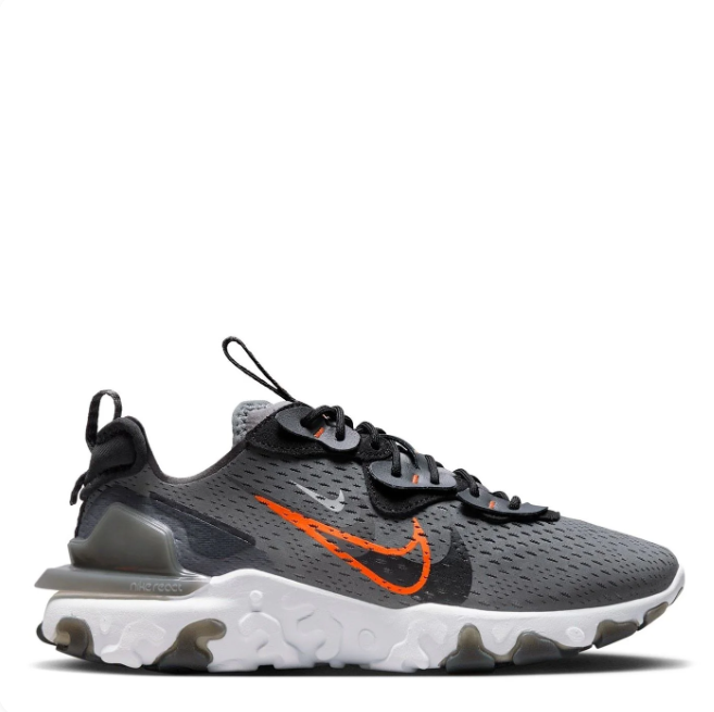 Nike Grey Low-Top Sneakers with Orange-Outlined Swoosh
