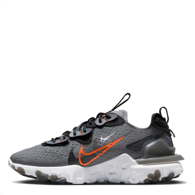 Nike Grey Low-Top Sneakers with Orange-Outlined Swoosh
