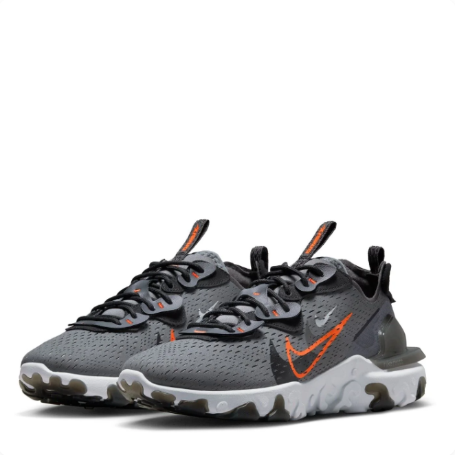 Nike Grey Low-Top Sneakers with Orange-Outlined Swoosh