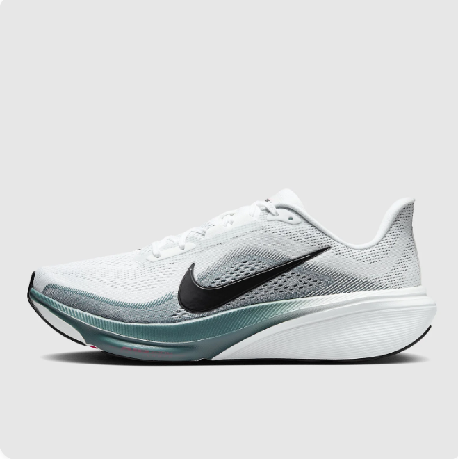 Nike White & Grey Running Sneakers with Teal Accents