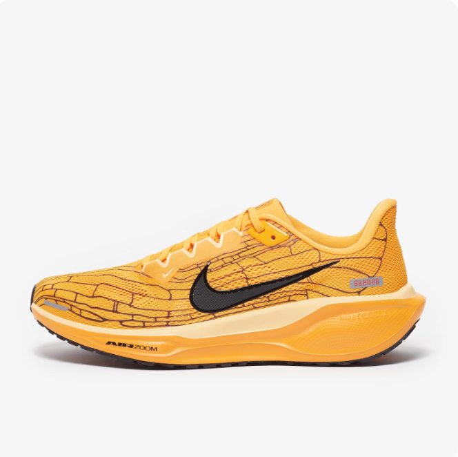 Nike Golden Yellow & Black Low-Top Sneakers with Graphic Line Pattern