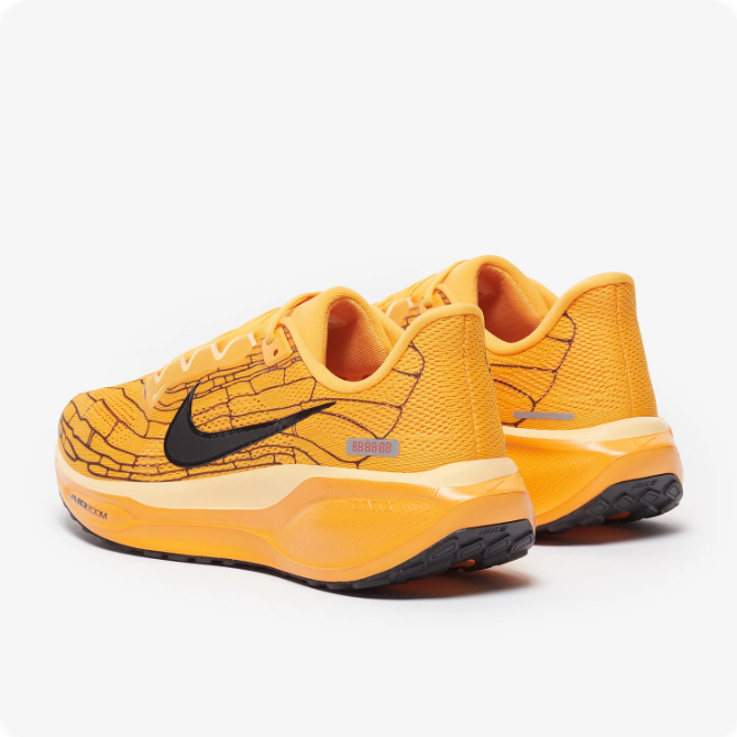 Nike Golden Yellow & Black Low-Top Sneakers with Graphic Line Pattern
