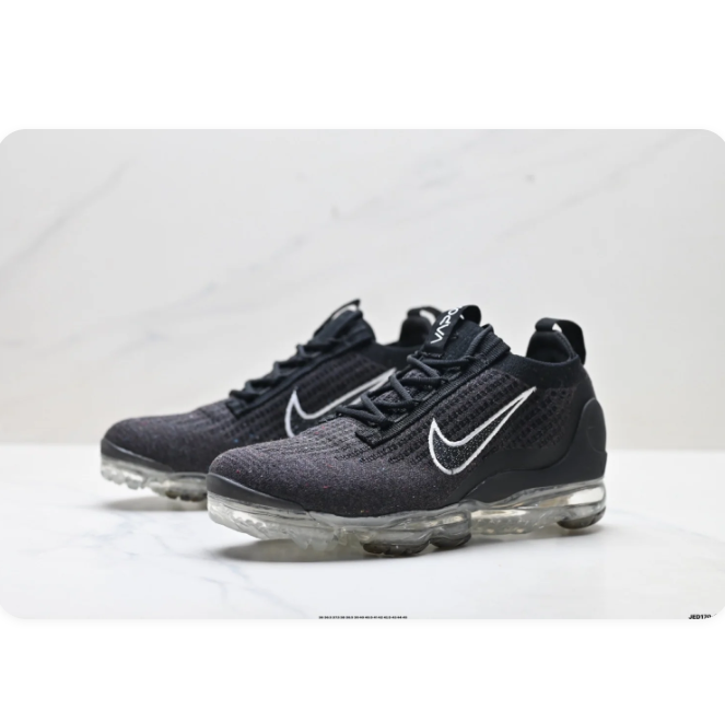 Nike Air VaporMax Black & Grey Knit Sneakers with Outlined Swoosh