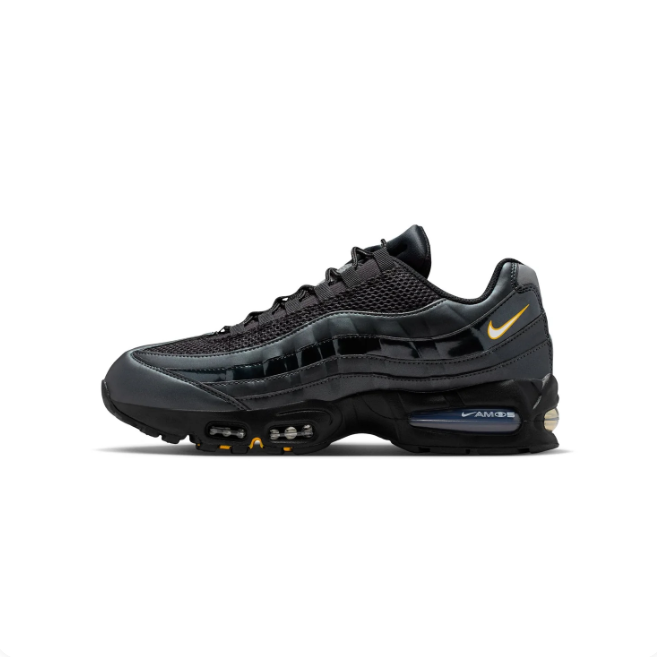 Nike Air Max 95 Black & Dark Grey Sneakers with Yellow Accents