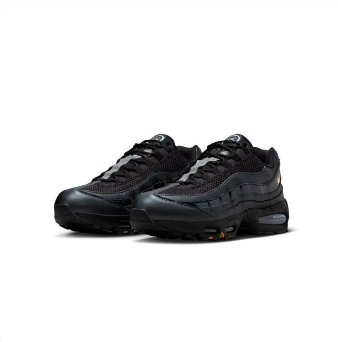 Nike Air Max 95 Black & Dark Grey Sneakers with Yellow Accents