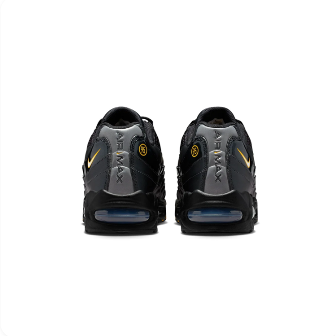 Nike Air Max 95 Black & Dark Grey Sneakers with Yellow Accents