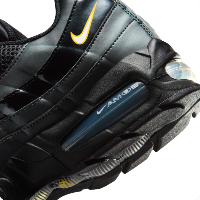 Nike Air Max 95 Black & Dark Grey Sneakers with Yellow Accents