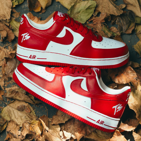 Nike Air Force 1 Red & White Low-Top Sneakers