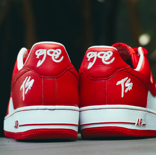 Nike Air Force 1 Red & White Low-Top Sneakers