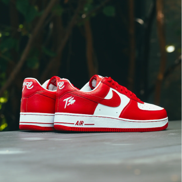 Nike Air Force 1 Red & White Low-Top Sneakers