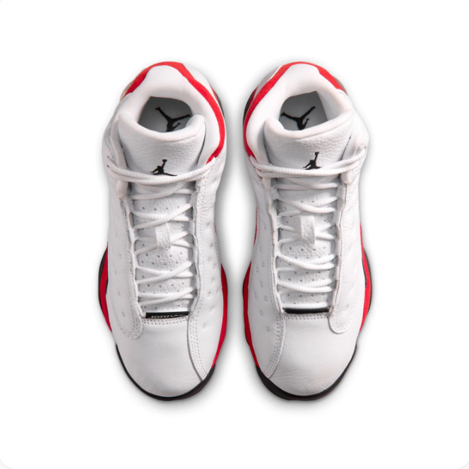 Air Jordan White & Red High-Top Sneakers with Dimpled Panels