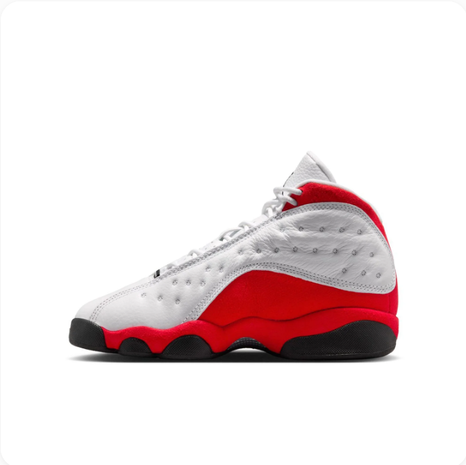 Air Jordan White & Red High-Top Sneakers with Dimpled Panels