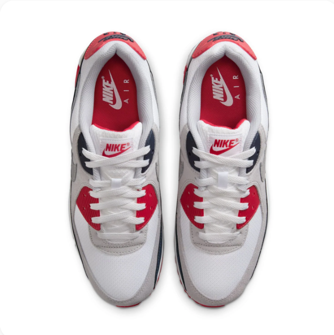 Nike Air White, Grey & Navy Low-Top Sneakers with Red Accents